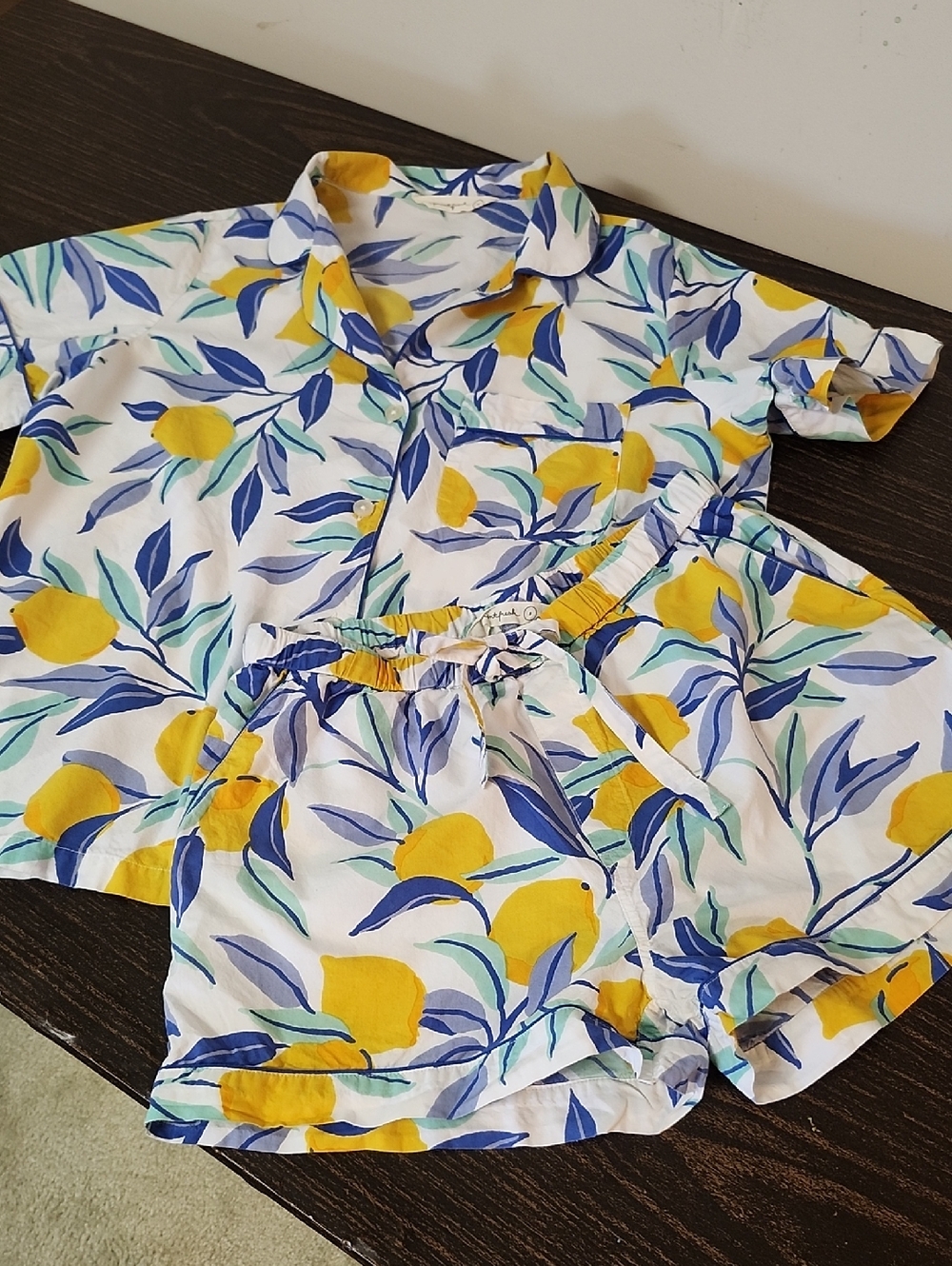 Printfresh Lemon Zest 2 Piece Pajamas Set Shorts & Top Cotton